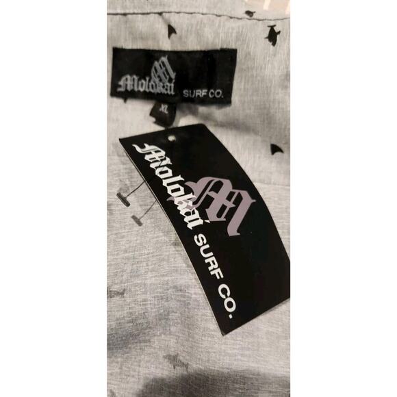 NEW Molokai Shirt Mens SIZE Extra Large Gray Black Outdoor Hawaiian Sharks Adult - Picture 4 of 5